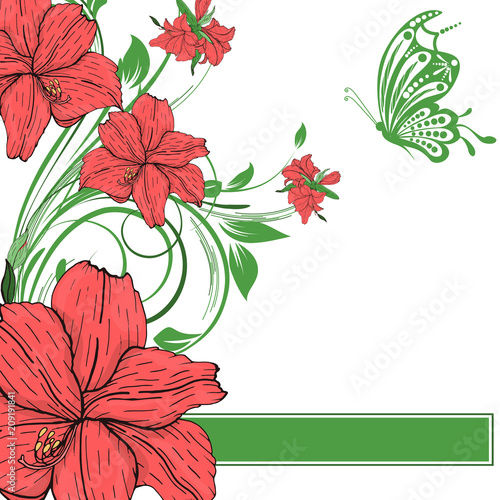 Vector flower invitation, save the date card 