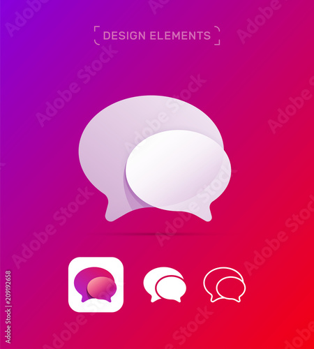 Vector abstract speech bubbles logo template. Material design, origami, flat and line style