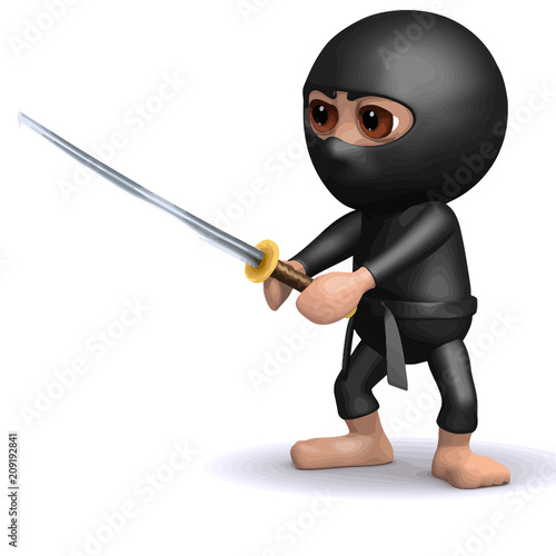 Vector 3d Ninja in fighting pose