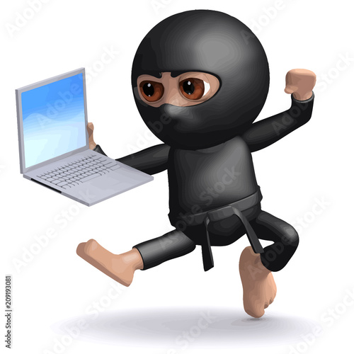 Vector 3d Ninja attacks his work