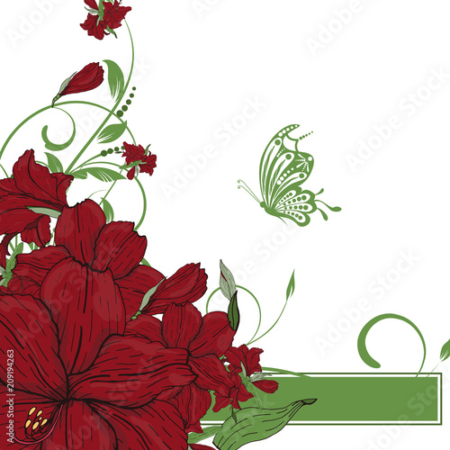 Vector flower invitation, save the date card 