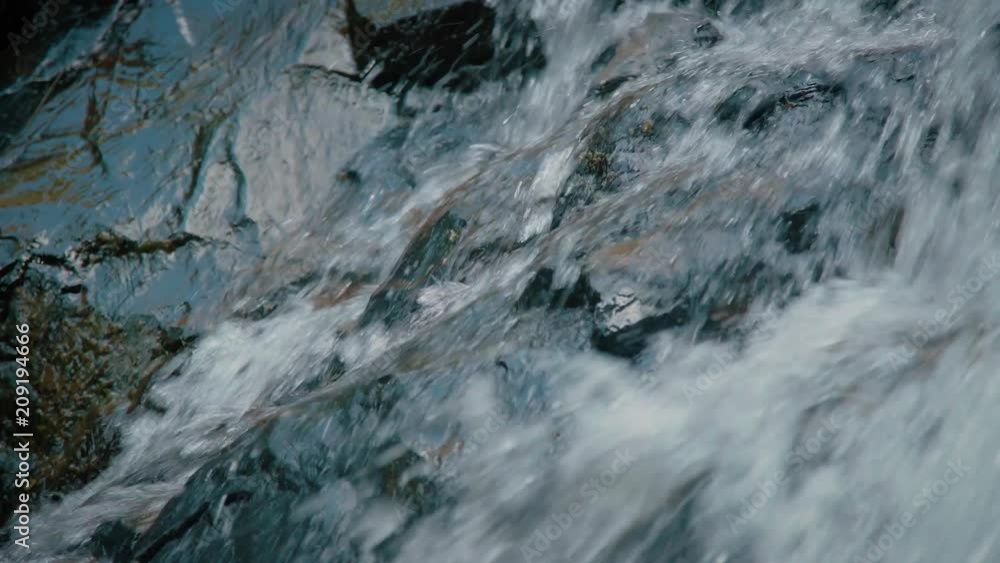 Pan Camera Close up Strong Flowing and Splash Water Through Rock Nook Pan Camera Close up Strong Flowing and Splash Water Through Rock Nook