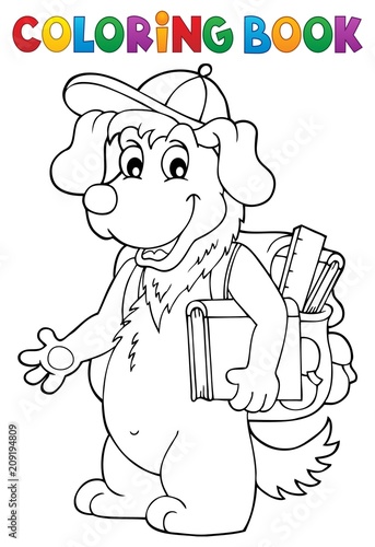 Coloring book school dog theme 1