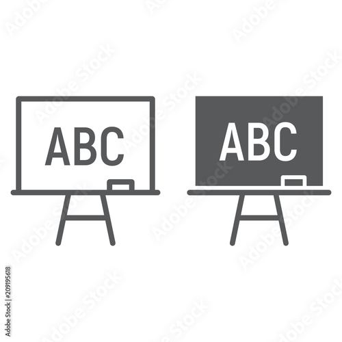 Blackboard line and glyph icon, school and education, board stand sign vector graphics, a linear pattern on a white background, eps 10.