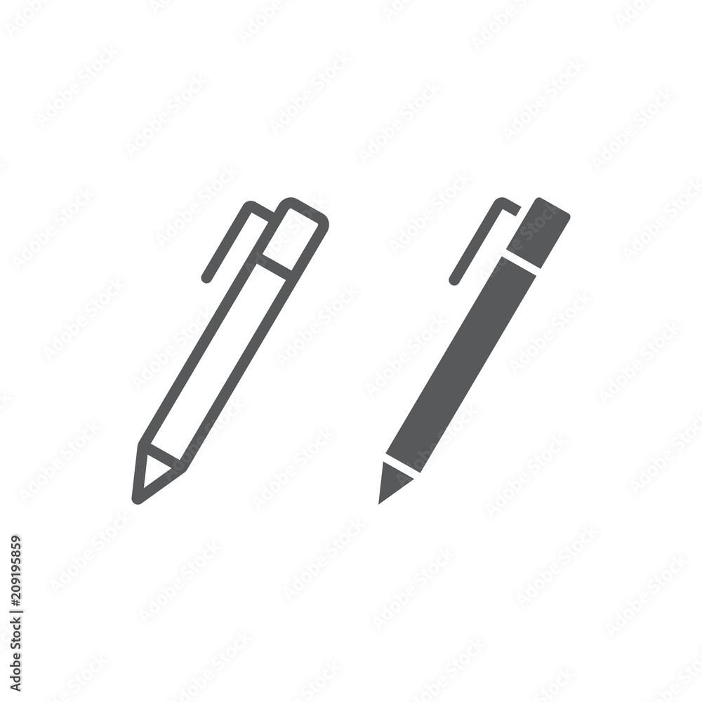 Pen line and glyph icon, school and education, edit sign vector graphics, a linear pattern on a white background, eps 10.