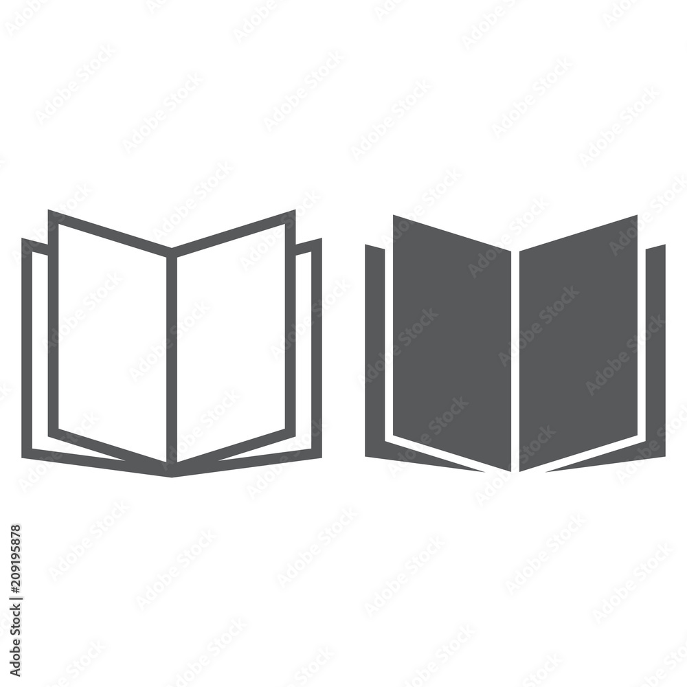 Open book line and glyph icon, school and education, knowledge sign vector graphics, a linear pattern on a white background, eps 10. Open book line and glyph icon, school and education, knowledge sign vector graphics, a linear pattern on a white background, eps 10.