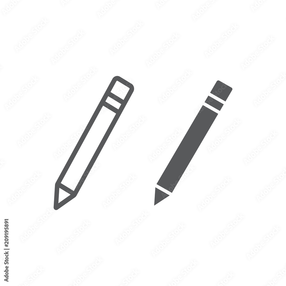 Pencil line and glyph icon, school and education, edit sign vector graphics, a linear pattern on a white background, eps 10. Pencil line and glyph icon, school and education, edit sign vector graphics, a linear pattern on a white background, eps 10.