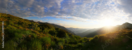 Mountain sunset panorama