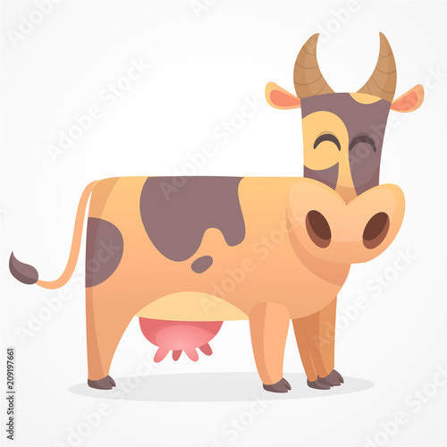 Cartoon cow design icon isolated on white background. Farm animals. Vector illustration