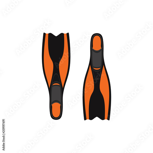 Flippers for diving . Abstract concept, icon. Vector illustration on white background.