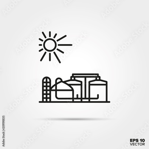 Biogas digester power plant vector icon
