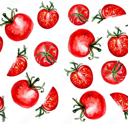 watercolour pattern of tomatoes