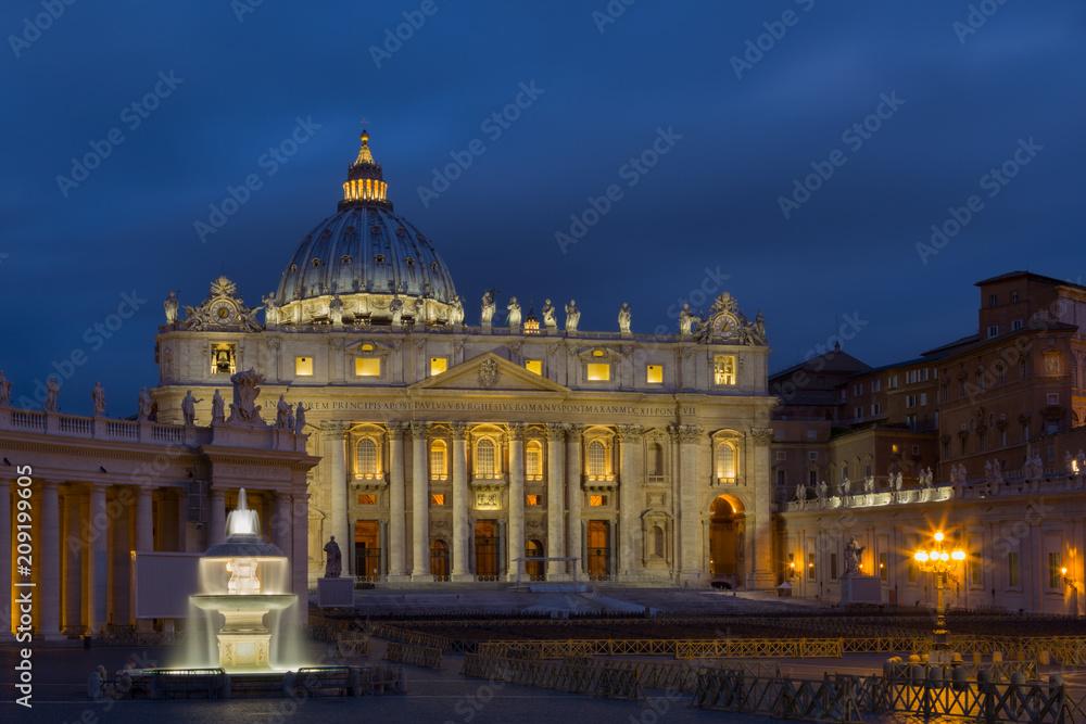 St. Peter's Square at night. Vatican City, Rome, Italy St. Peter's Square at night. Vatican City, Rome, Italy