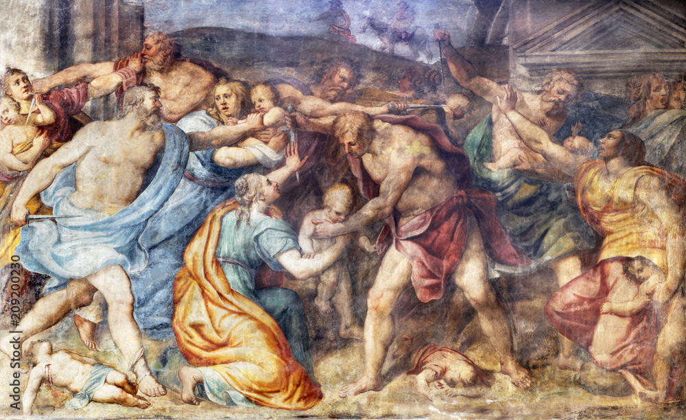 Φωτογραφία PARMA, ITALY - APRIL 16, 2018: The freso of Masacre of Inocents in church Chiesa di Santa Croce by Giovanni Maria Conti della Camera (1614 - 1670)
