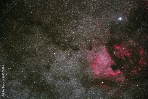 The Massif Central. Cantal. Plateau Trizac. The heart in the constellation Cygnus and North America nebula (NGC 7000) and Pelican, preserved under a sky light pollution. photo