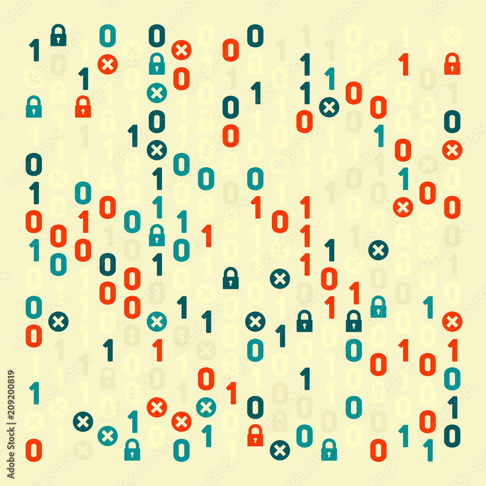 Streaming abstract binary code background with padlock. Data and technology, decryption and encryption. Coding or Hacker concept. Streaming abstract binary code background with padlock. Data and technology, decryption and encryption. Coding or Hacker concept.