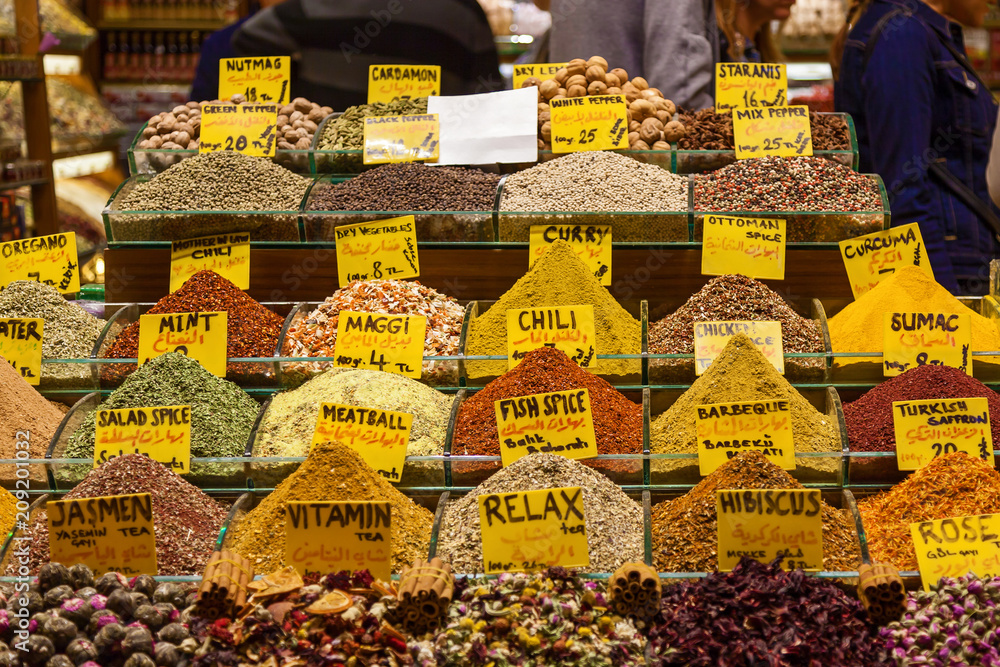 Spices in the bazaar in Istanbul