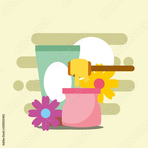 depilatory wax and cream floral spa wellness vector illustration