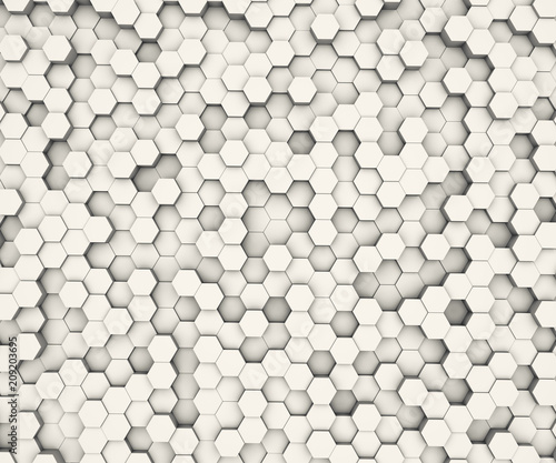 Hexagon shape pattern white wall © More Images