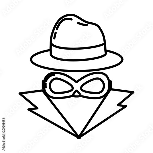 line thief with criminal mask and elegant hat