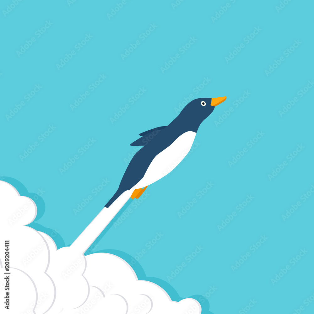 Fototapeta premium Flying penguin vector