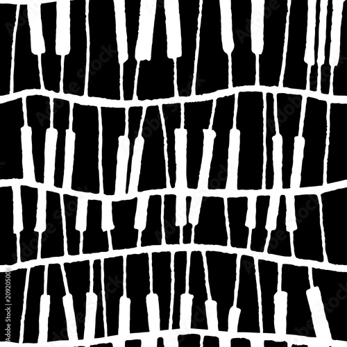 Seamless vector piano pattern in black and white for wrapping, craft, textile, ceramic