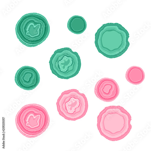 Vector Set pink and green stone illustration isolated on white background