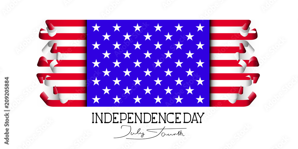 The US independence day. Flag Of The United States Of America. Background and lettering on July 4.