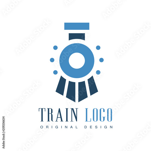 Train logo original design, railway transport badge vector Illustration