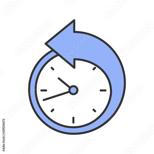 Back arrow around clock color icon