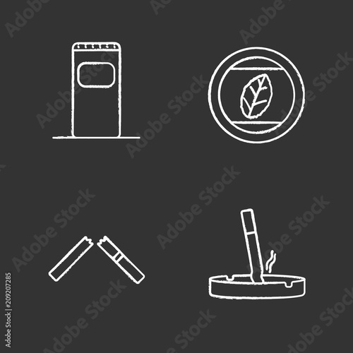 Smoking chalk icons set