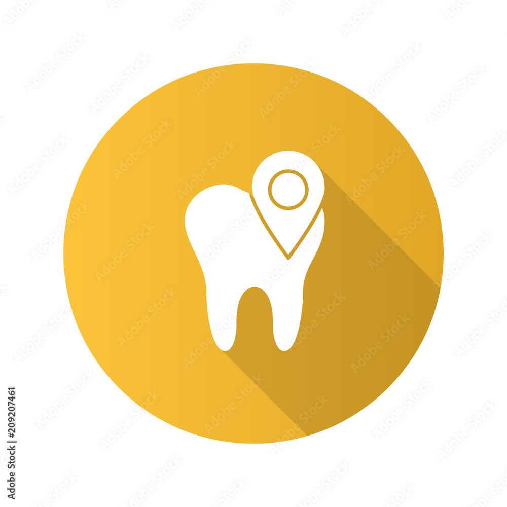 Dental clinic location flat design long shadow glyph icon Dental clinic location flat design long shadow glyph icon