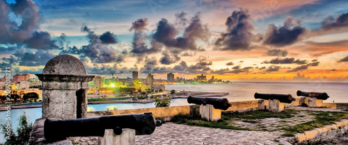 View of the city of Havana at sunset from the castle of the Three Kings of El Morro © javier