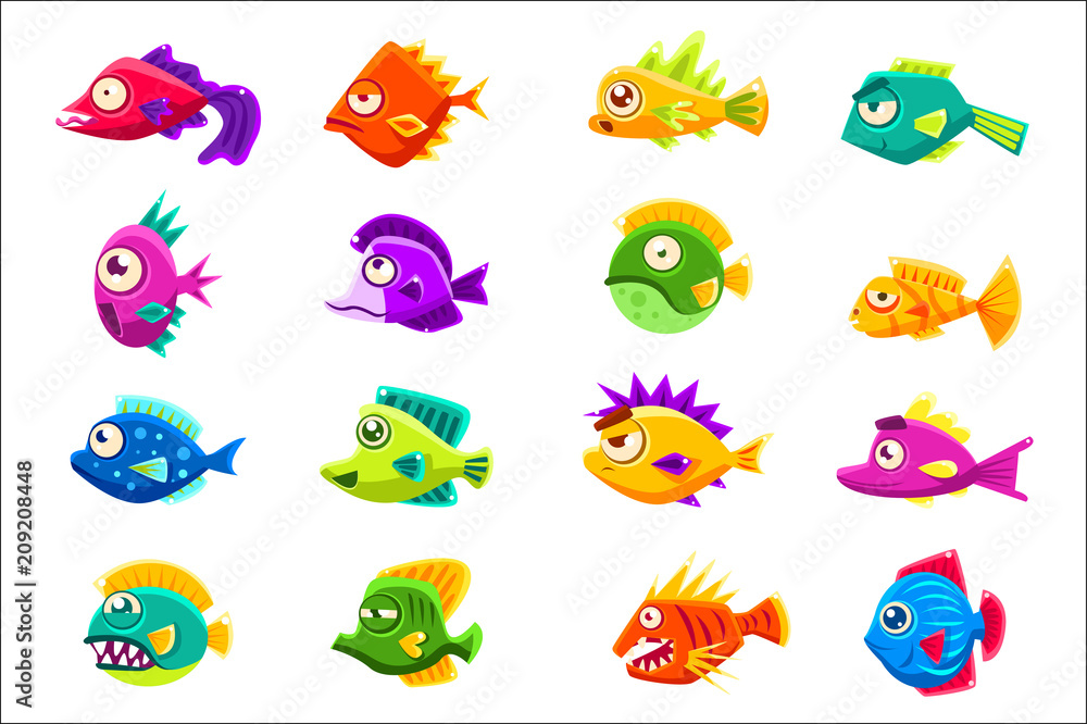 Colorful Tropical Fish Set