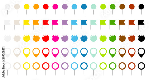 Needles, Flags, Round Pins & Magnets Set Graphic Straight
