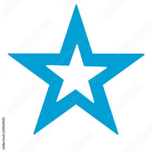 Geommetric five-pointed star in white-blue colors