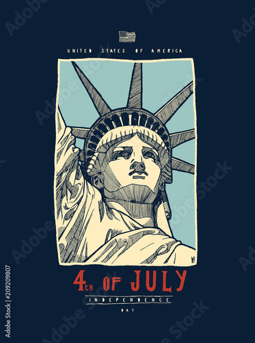 liberty statue fourth of july vintage typography poster for american independence day