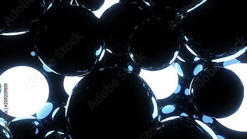 Glowing and glossy black sp...