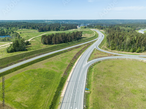 road junction in the countryside aerial view
