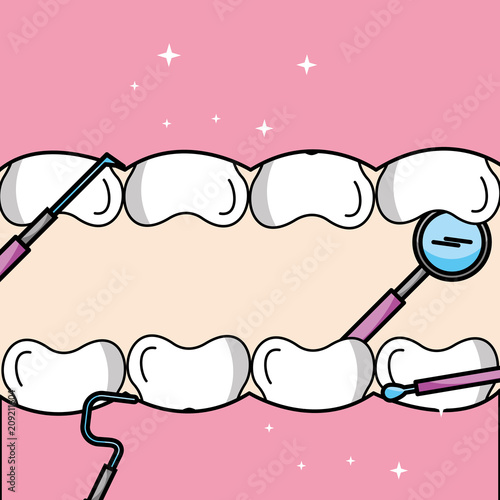 tooth and gum inside mouth tools oral hygiene vector illustration photo