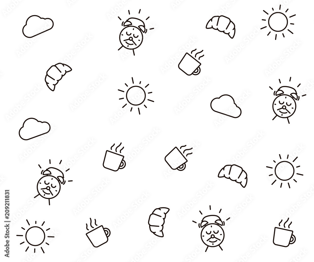 Cute morning seamless pattern background. Vector wallpaper illustration ...