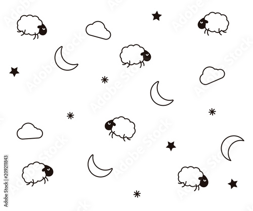 Canvas Print Cute night seamless pattern background for kids bedtime sleeping