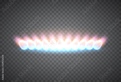 Realistic vector natural gas flame isolated on transparent background.