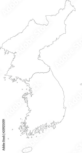  Map black outline North and South Korea. Map of the Korean peninsula