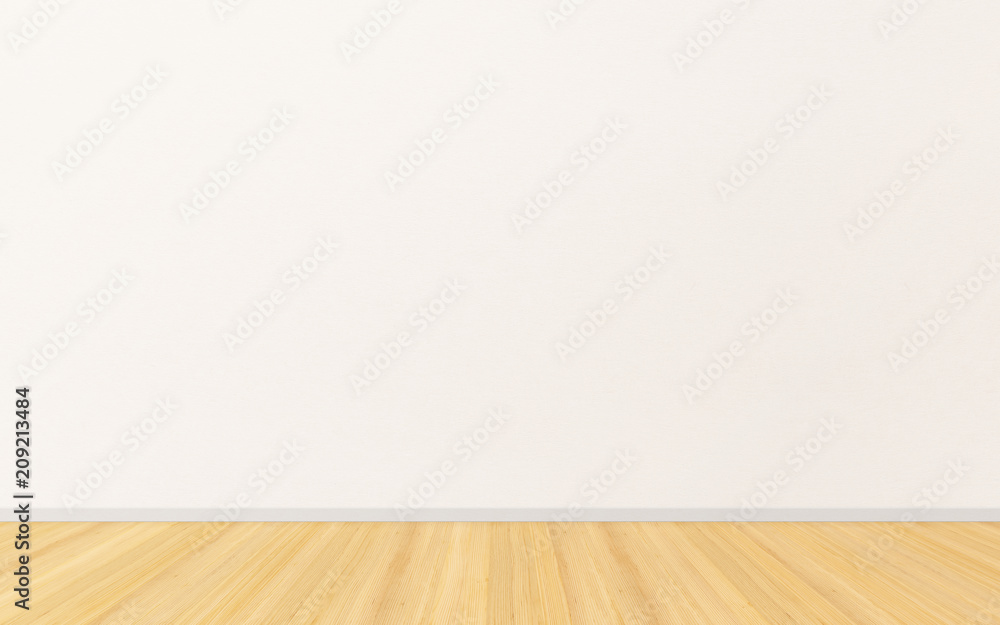 Empty interior room and wooden floor plank natural with white wall for background Empty interior room and wooden floor plank natural with white wall for background