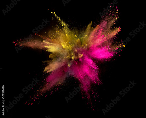 Explosion of coloured powder