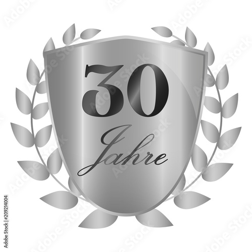 Wappen Lorbeeren - silber 3D - 30 Jahre