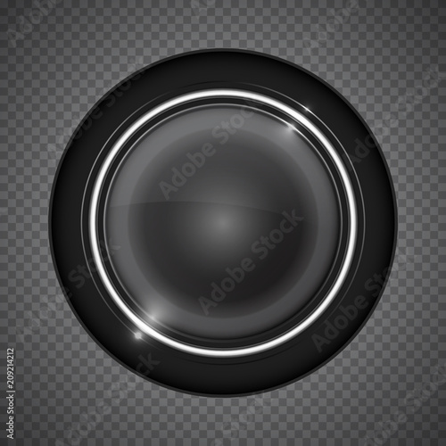Realistic round glass lamp or car headlight isolated on transparent background. Vector 3d illustration.