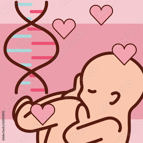 pregnancy fertilization girl adn hearts vector illustration