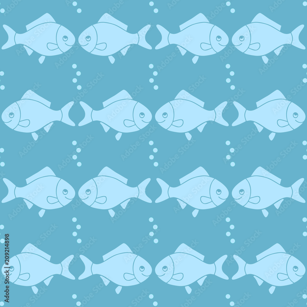 Seamless marine pattern on blue background Seamless marine pattern on blue background